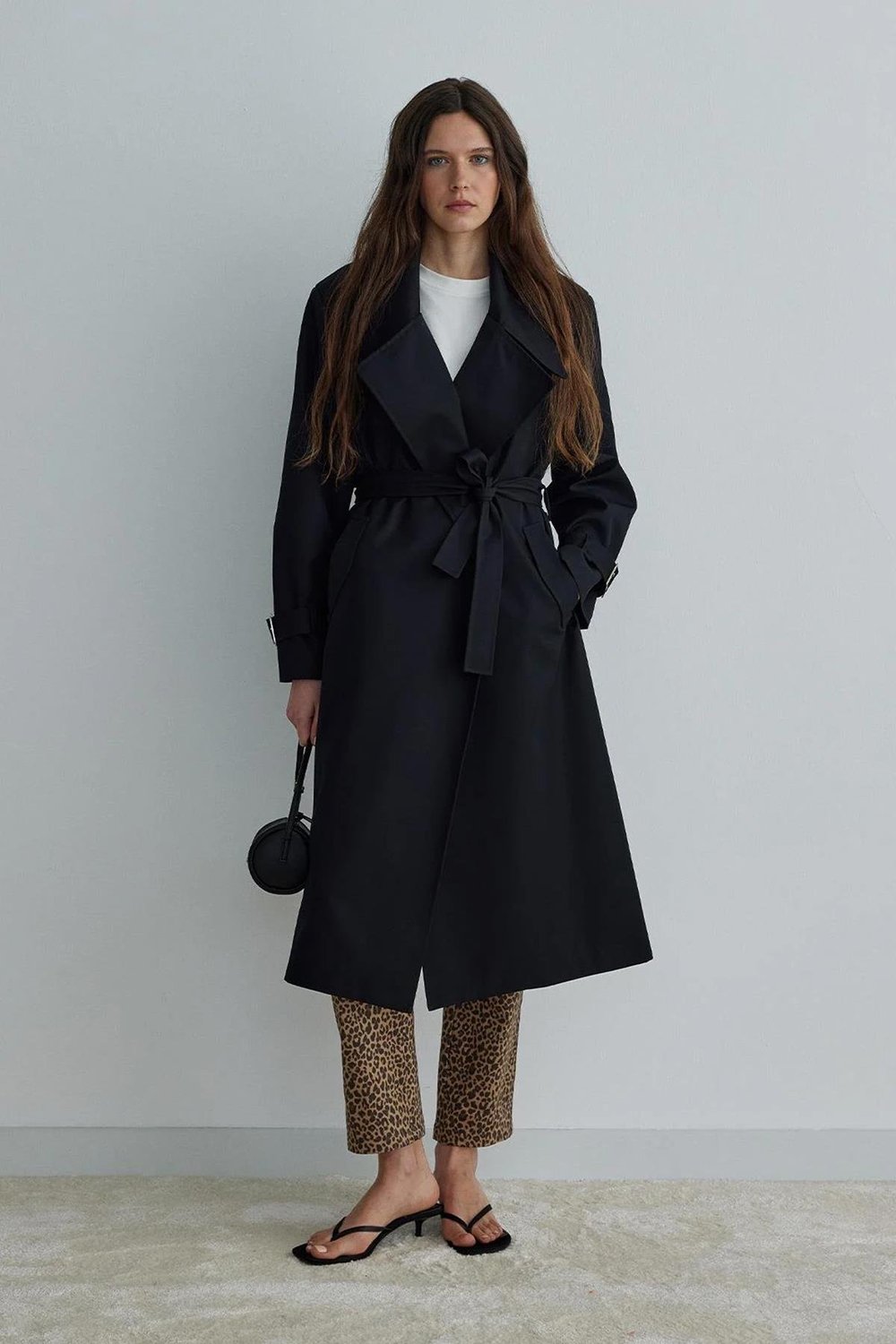 Siyah Rowe Gabardin Trençkot