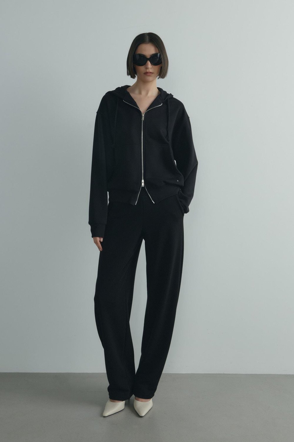 Siyah Salted Fermuarlı Hırka