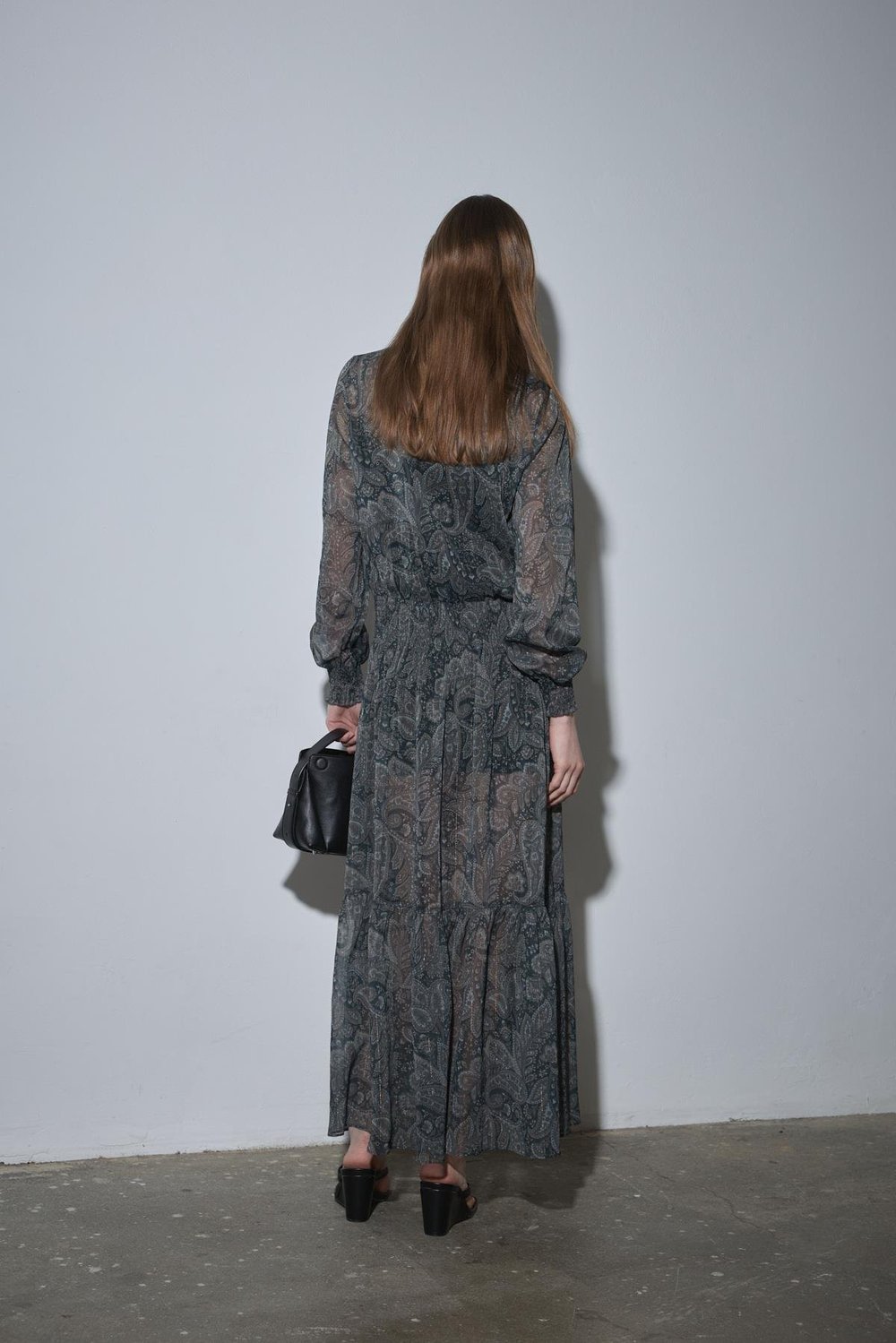 Yeşil Demi Desenli Bohem Elbise