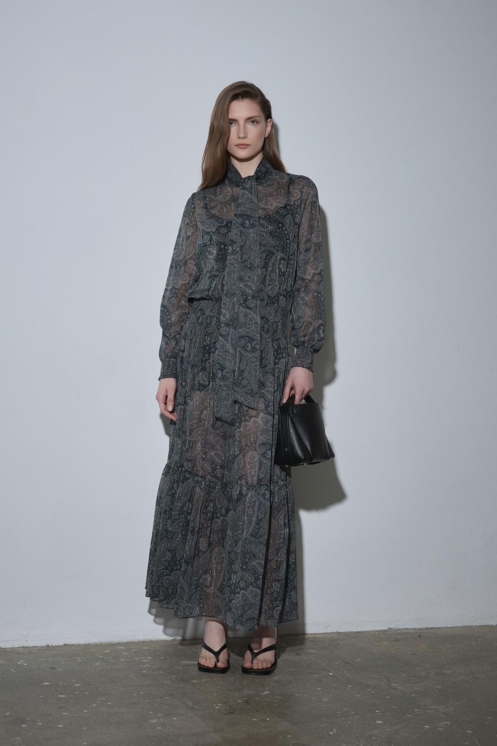 Yeşil Demi Desenli Bohem Elbise