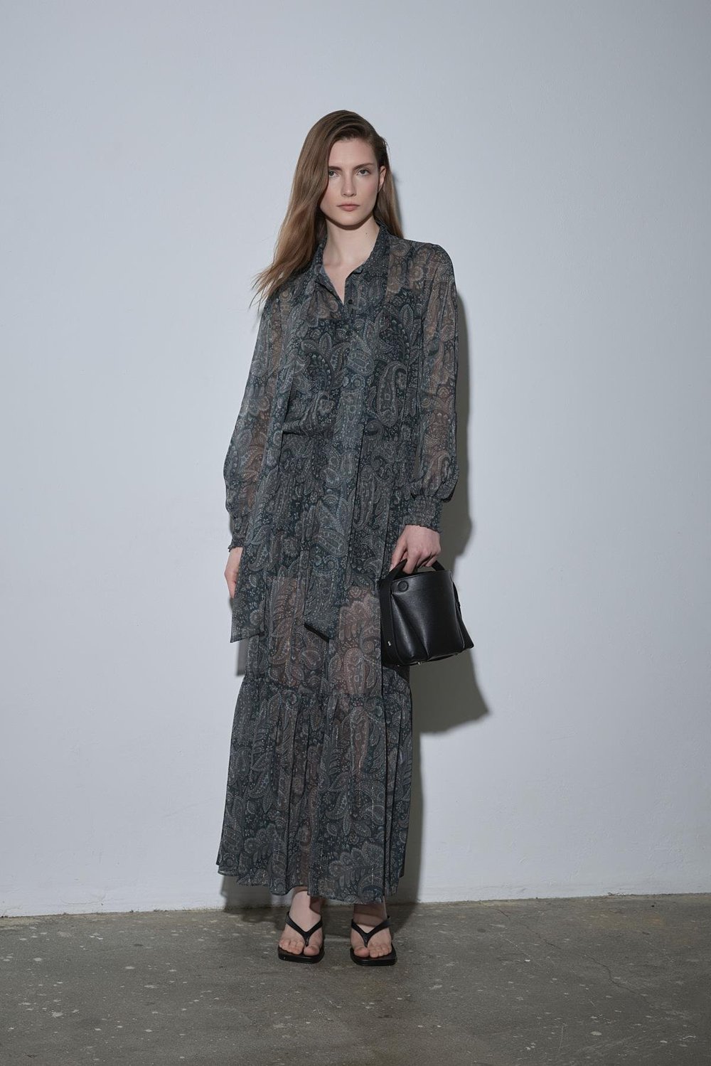 Yeşil Demi Desenli Bohem Elbise