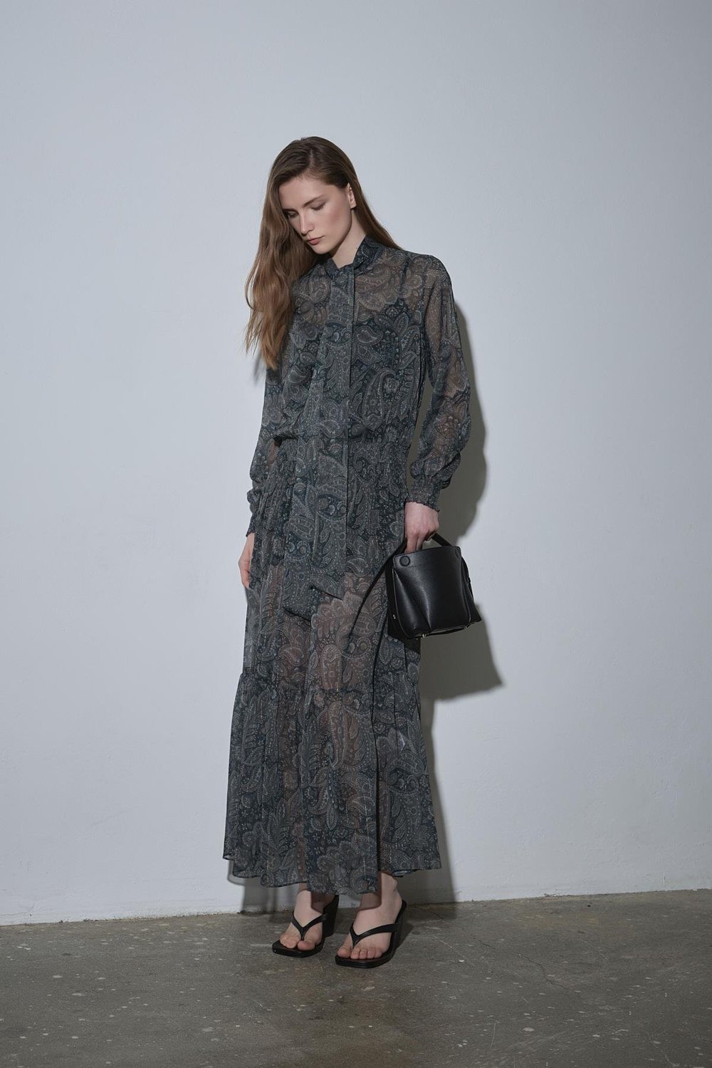 Yeşil Demi Desenli Bohem Elbise