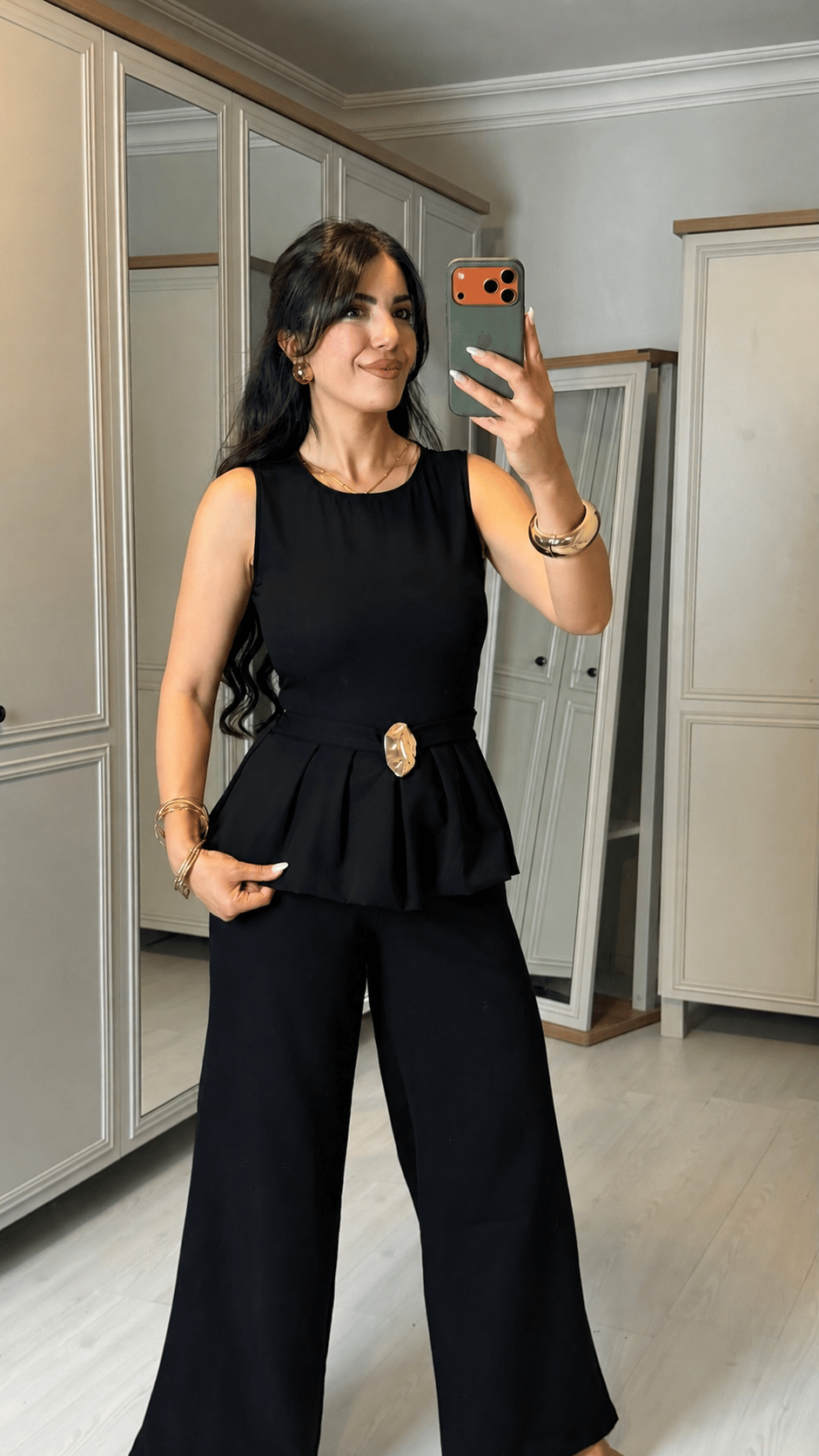 Cidera Siyah Gold Aksesuarlı Tulum