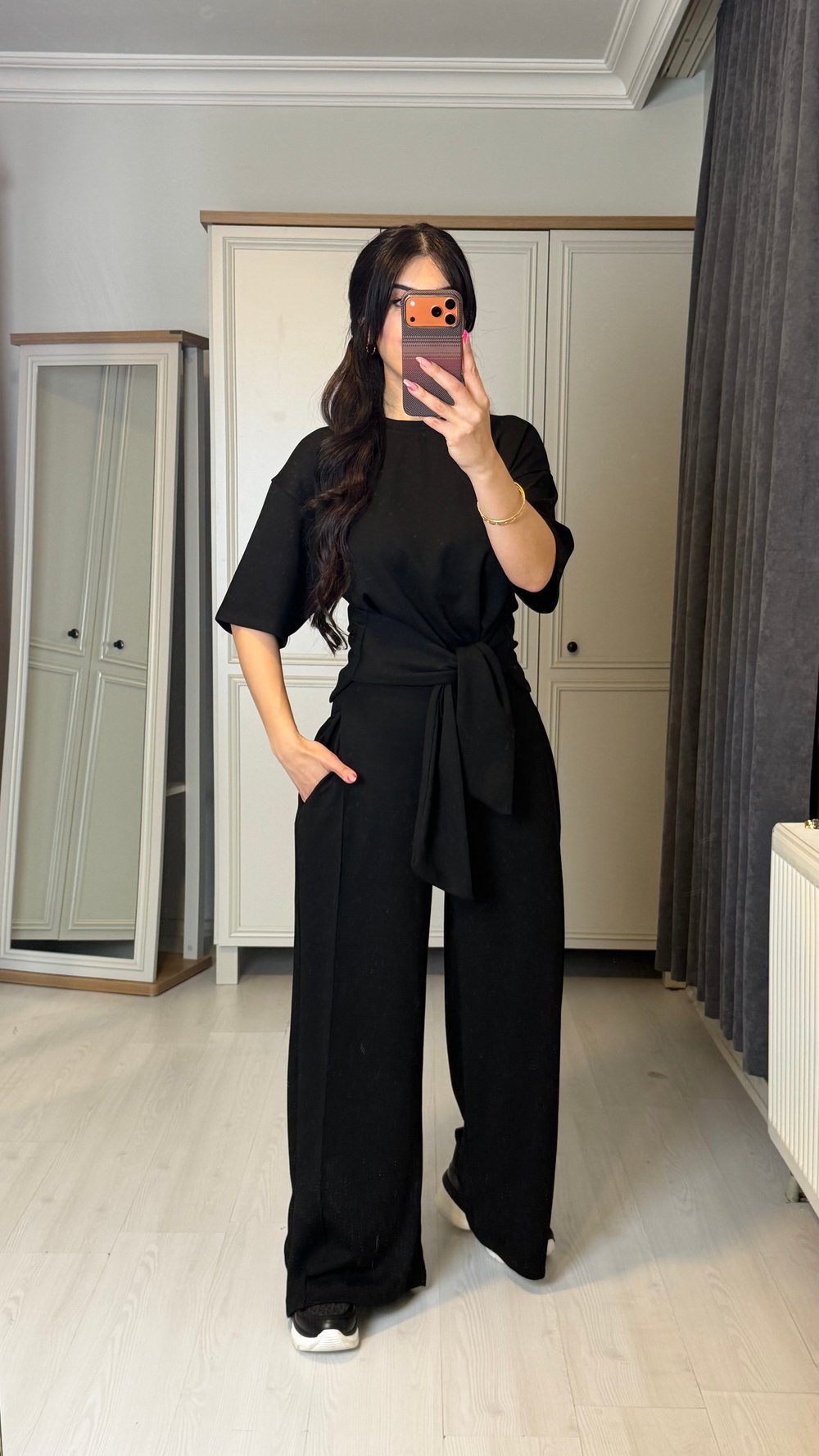 Dery Premium Siyah Önü Bağlamalı  Modal İkili Takım