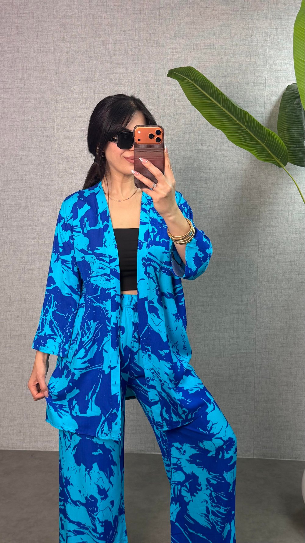 Dinna Mavi İkili Kimono Takım