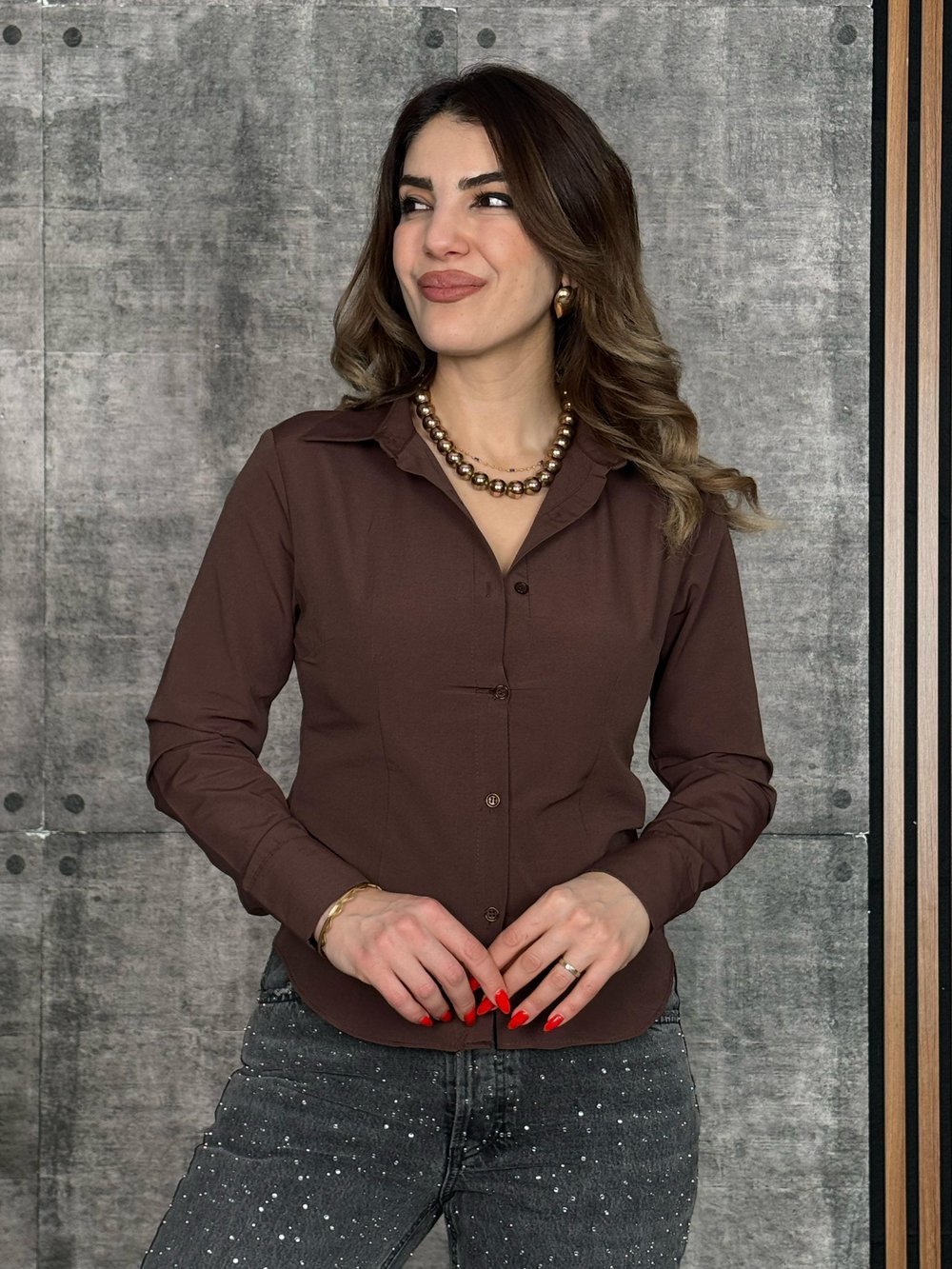 Gina Kahverengi Klasik Gömlek