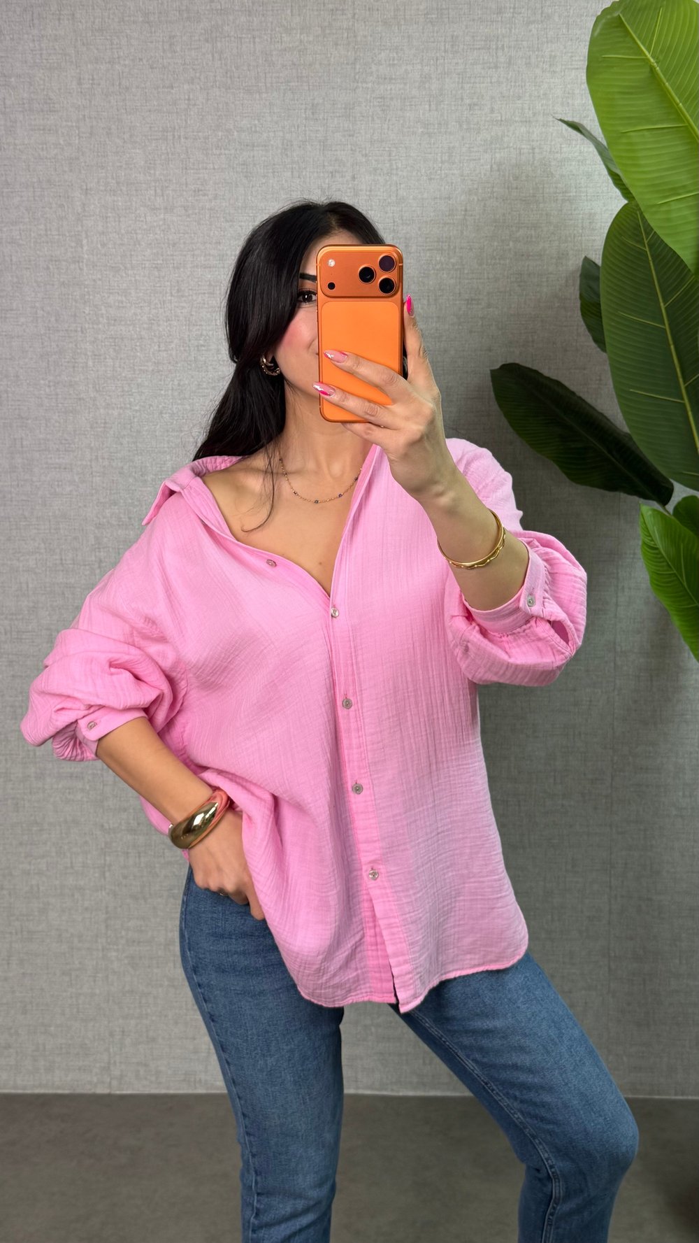 Lidy Pembe Gofre Salaş Gömlek