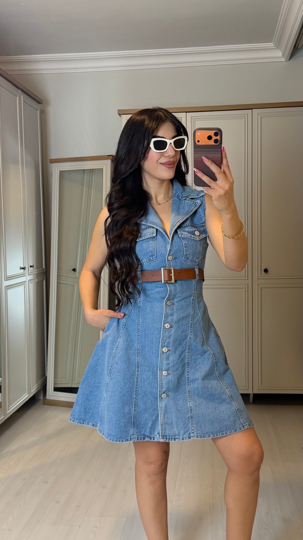 Lola Zr Açık Mavi Servis Premium Jean Elbise