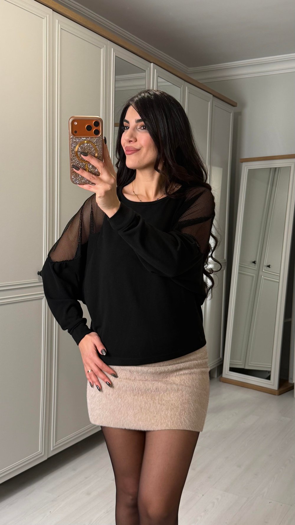 Dablin Siyah Kolları File Detaylı Bluz