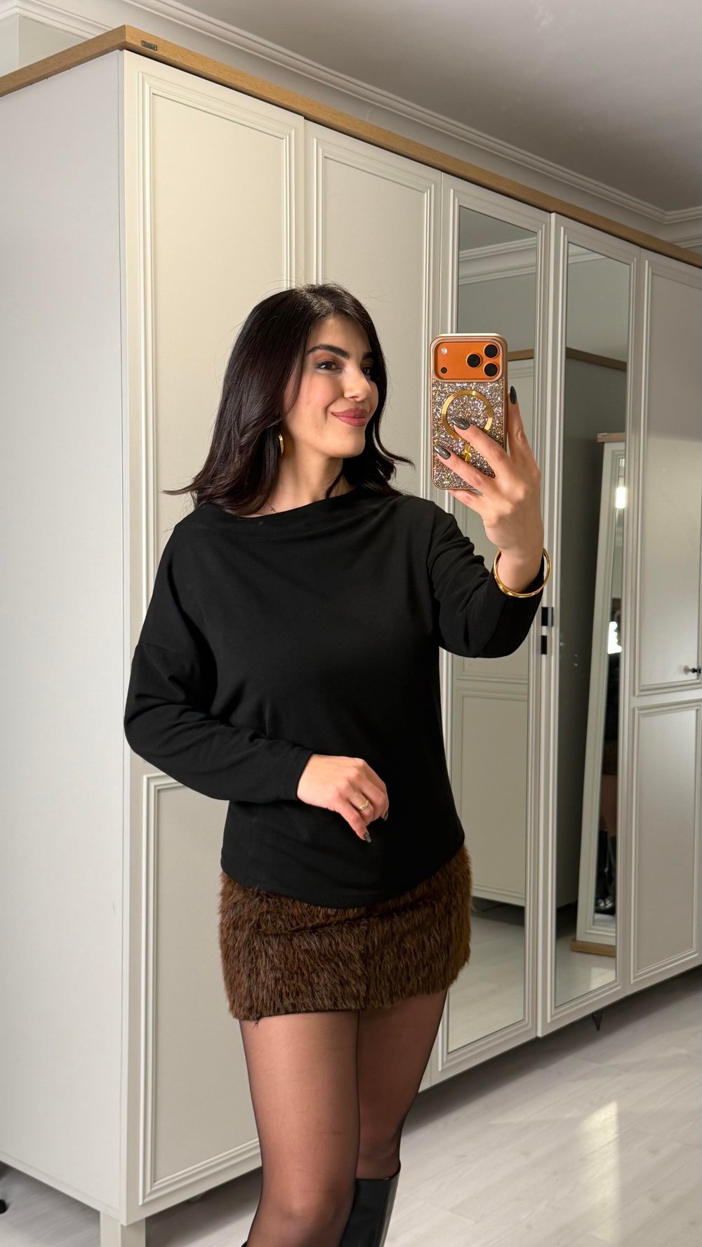 Lucie Siyah Kayık Yaka Bluz