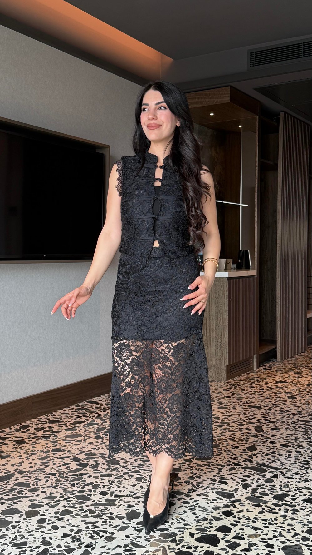 Madonna Siyah Dantelli İkili Takım