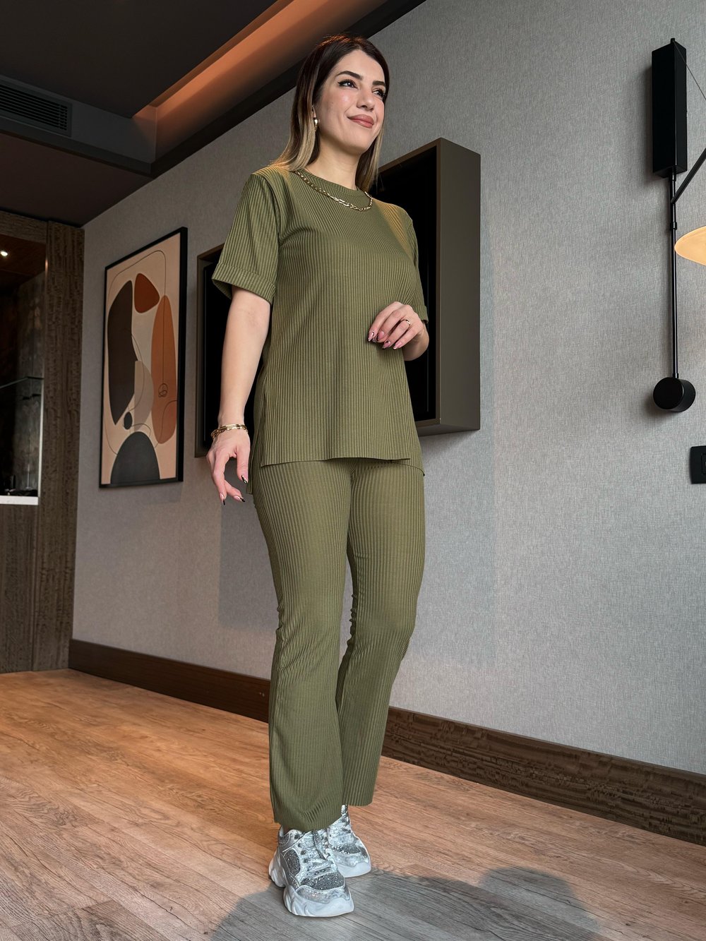 Monink Yeşil Kaşkorse Kolye Detaylı İkili Takım 