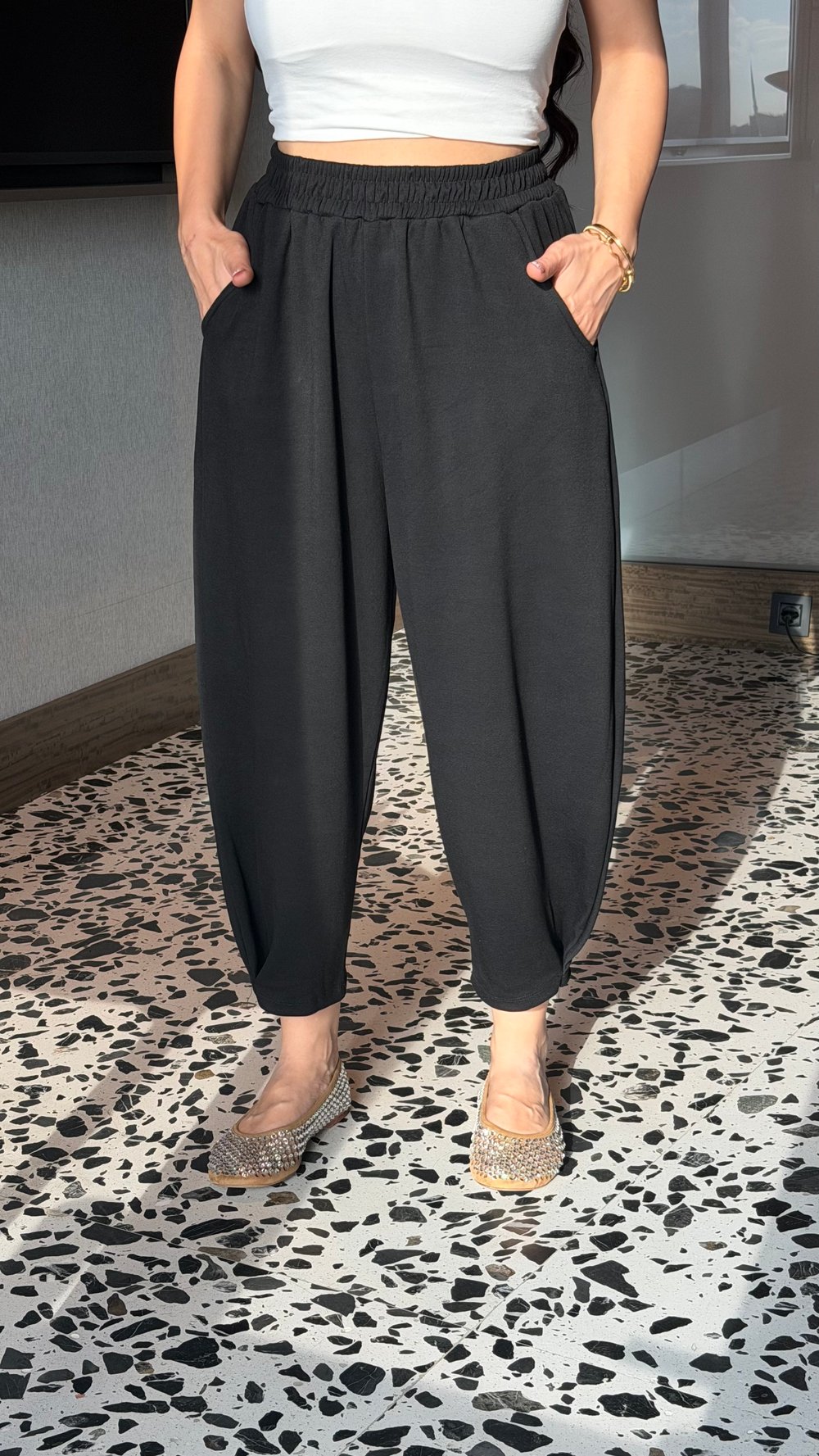 Mua Siyah Modal Kumaş Harem Pantolo 