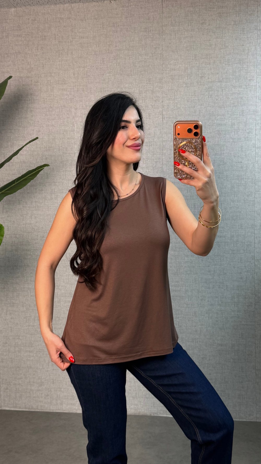 Omela Kahverengi Kolsuz Çan Bluz