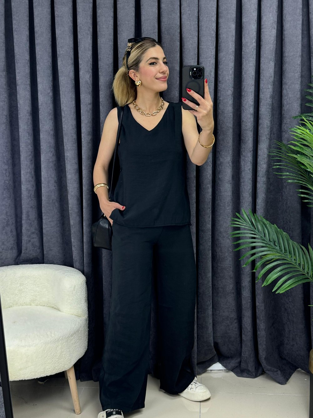 Orgis Siyah Tensel Dokuma 2'li takım
