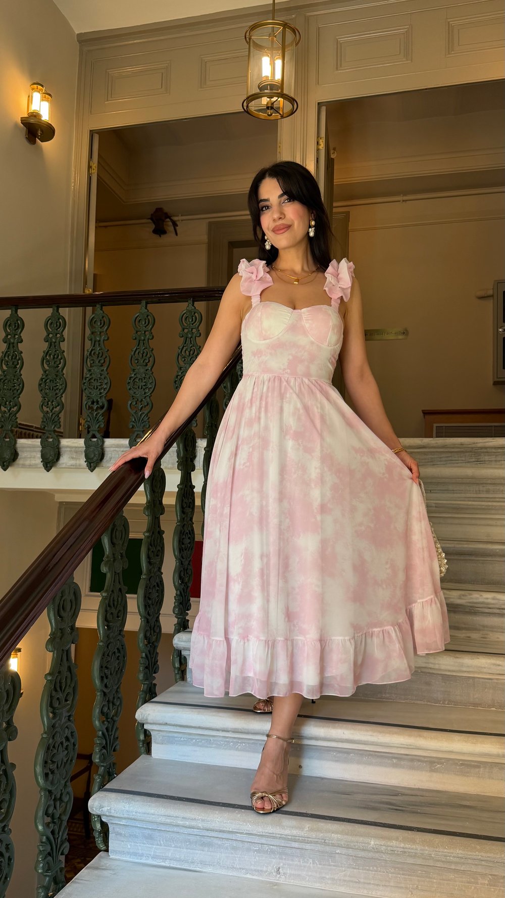 Princess Pembe Tasarım Premium Elbise
