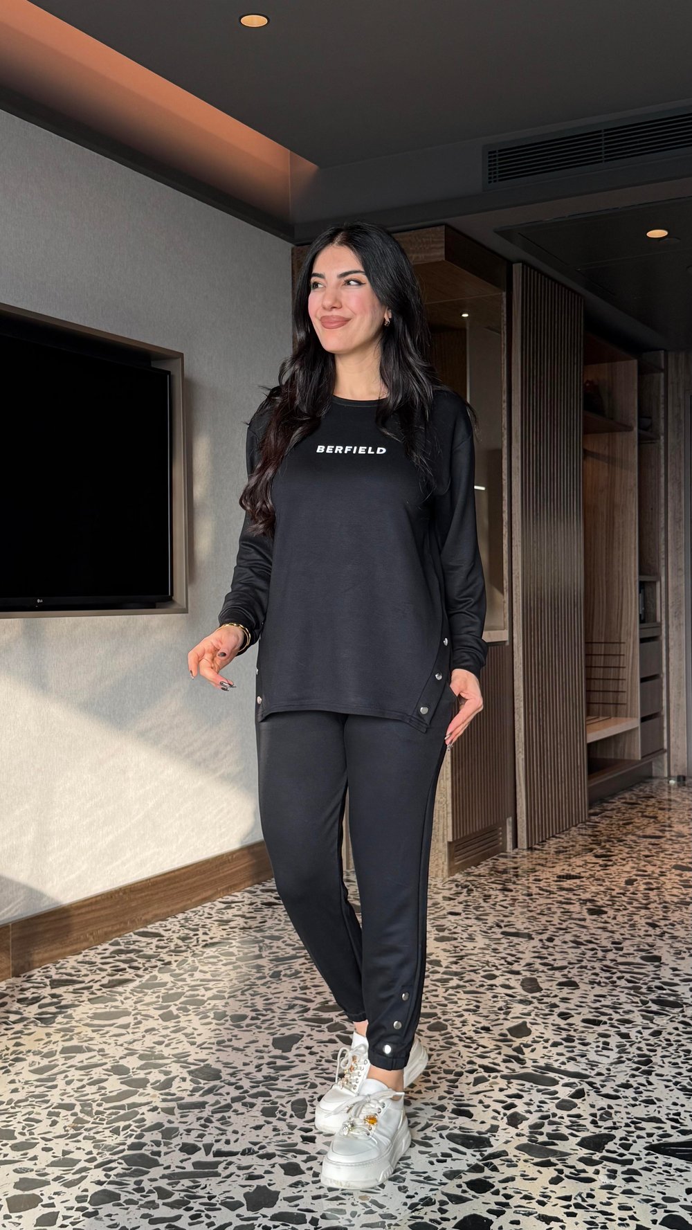 Punes Siyah Çıtçıt Detaylı İkili Takım