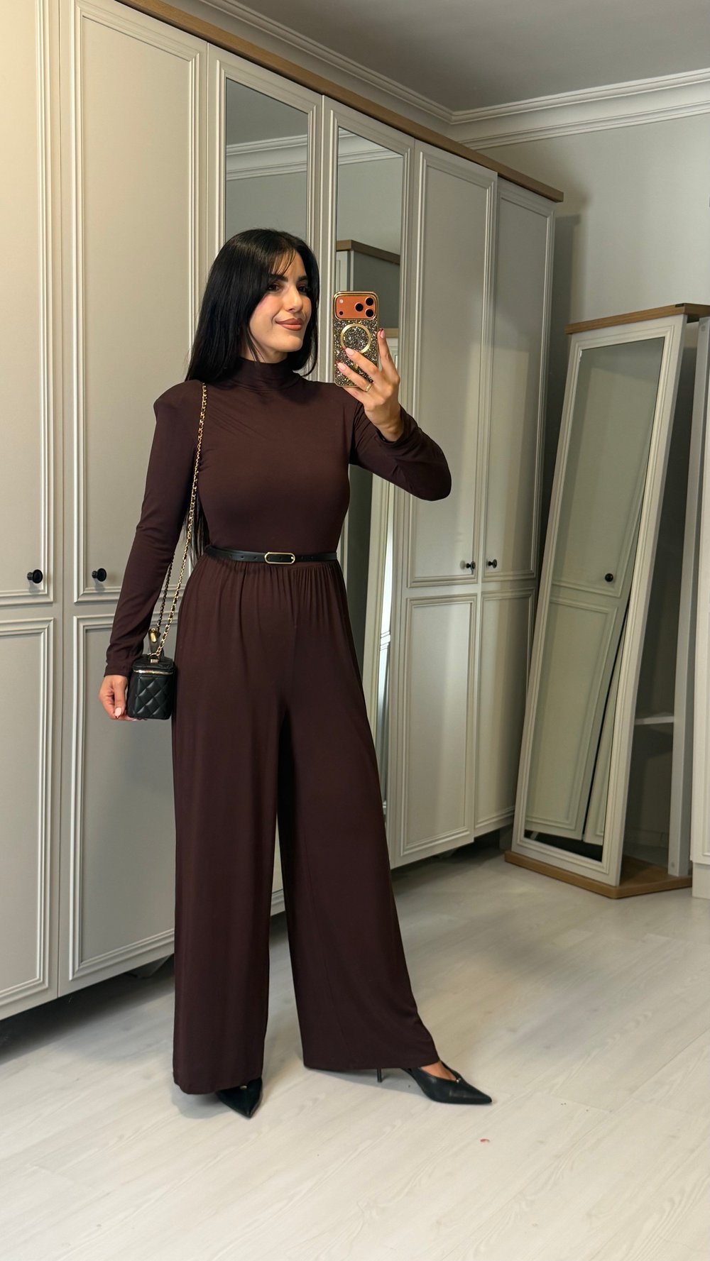 Riva Kahverengi Vatkalı Kemerli Tulum