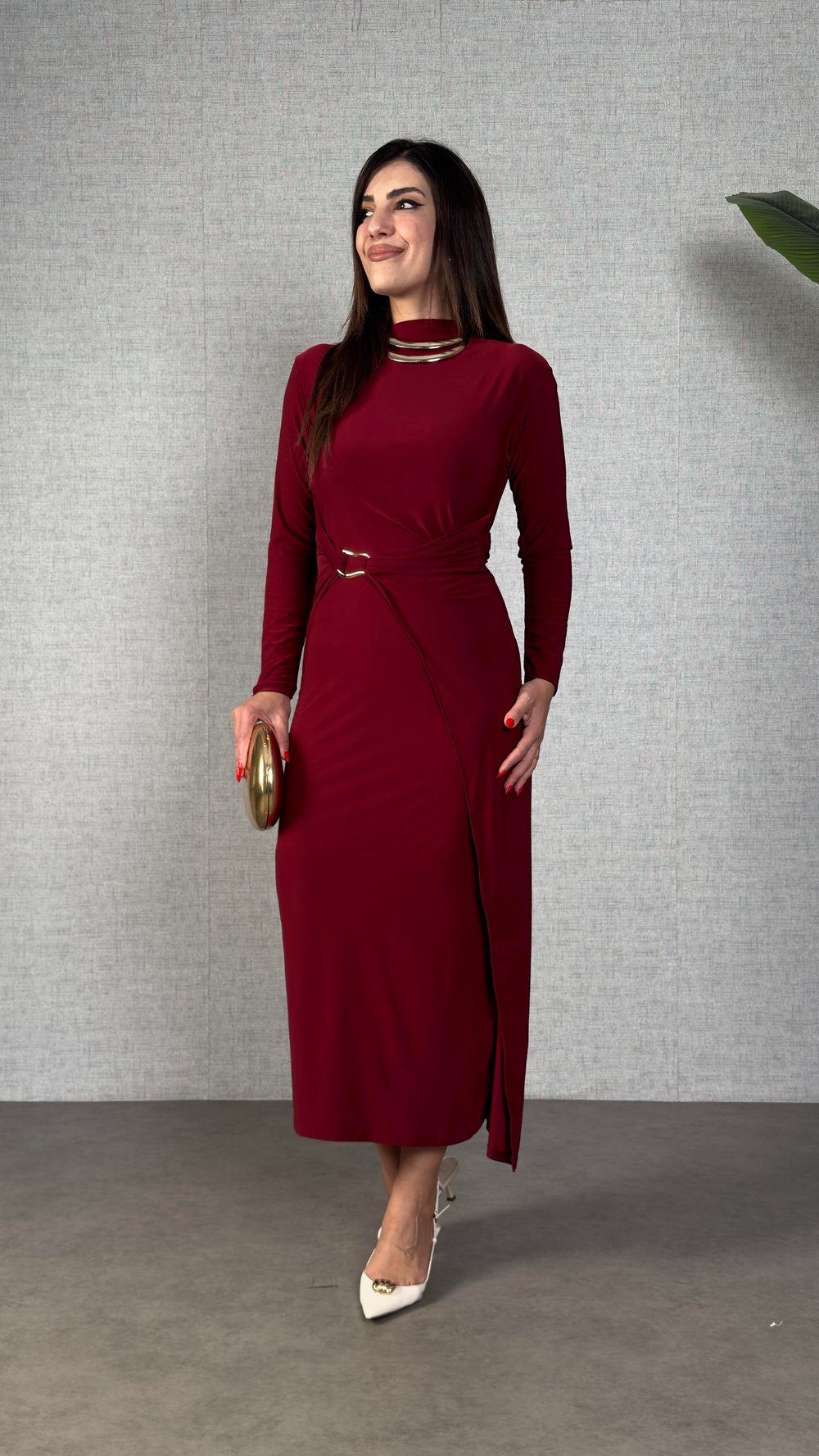 Sandre Bordo Tokalı Sandy Elbise