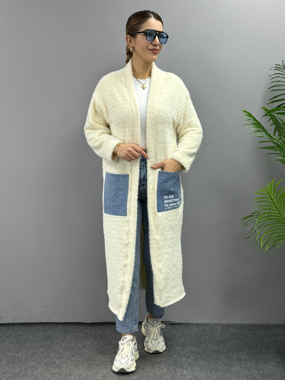Seas Beyaz Jean Detaylı Yumoş Hırka