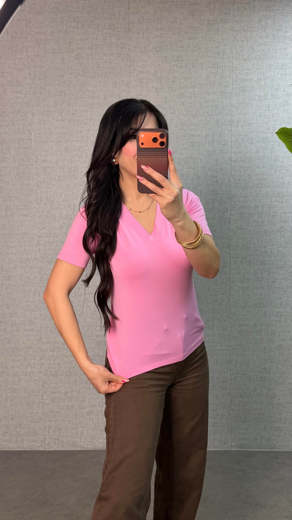Somis Pembe V Yaka Basic Bluz