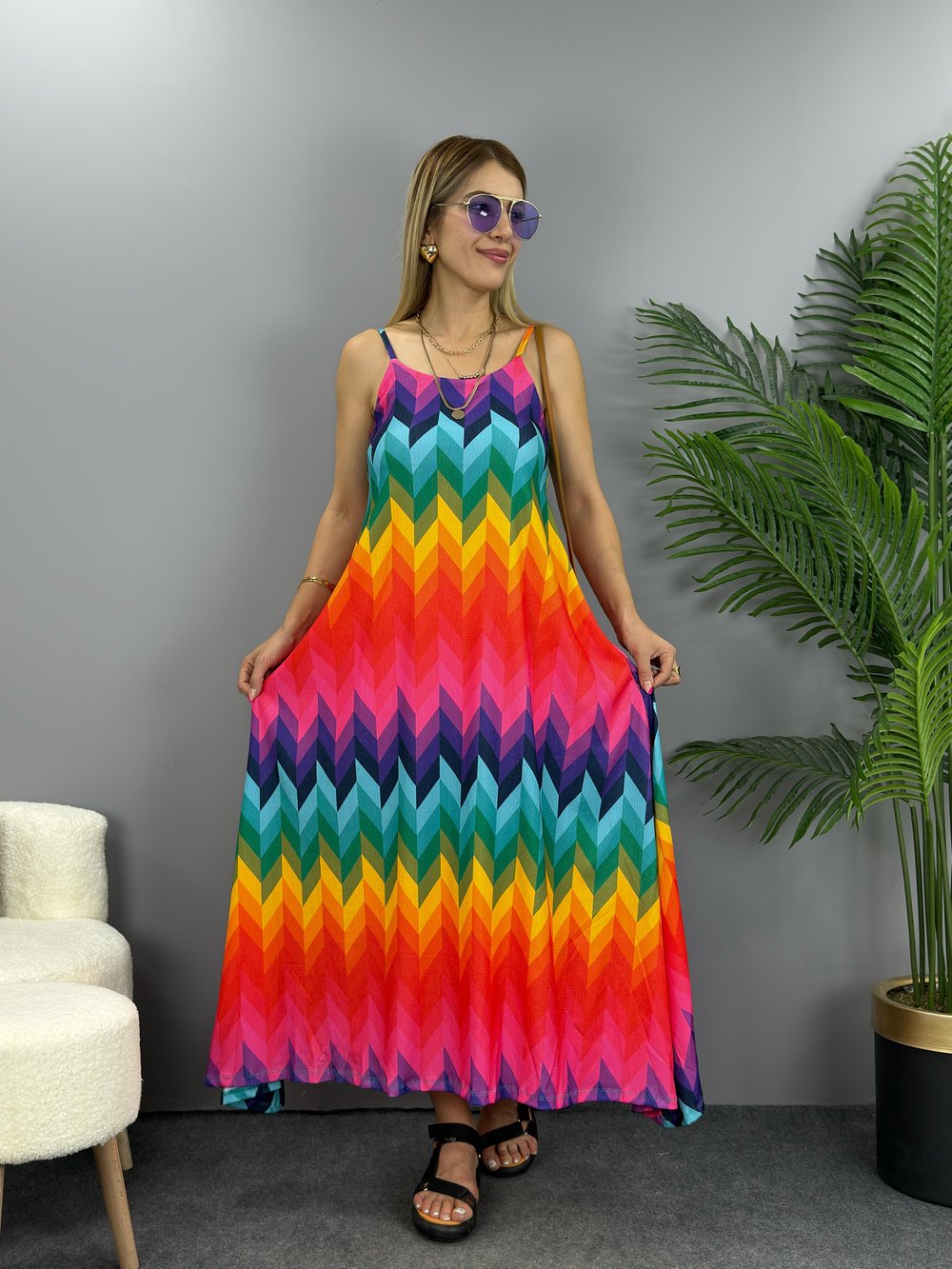 Sunrise Rekli İp Askılı Maxi Boy Elbisse