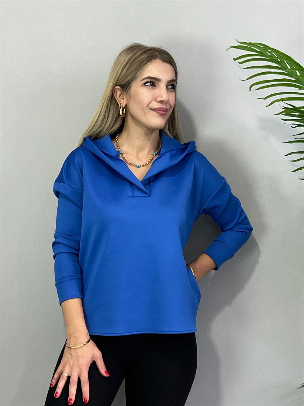 Ventura Mavi Kapüşonlu Sweatshirt