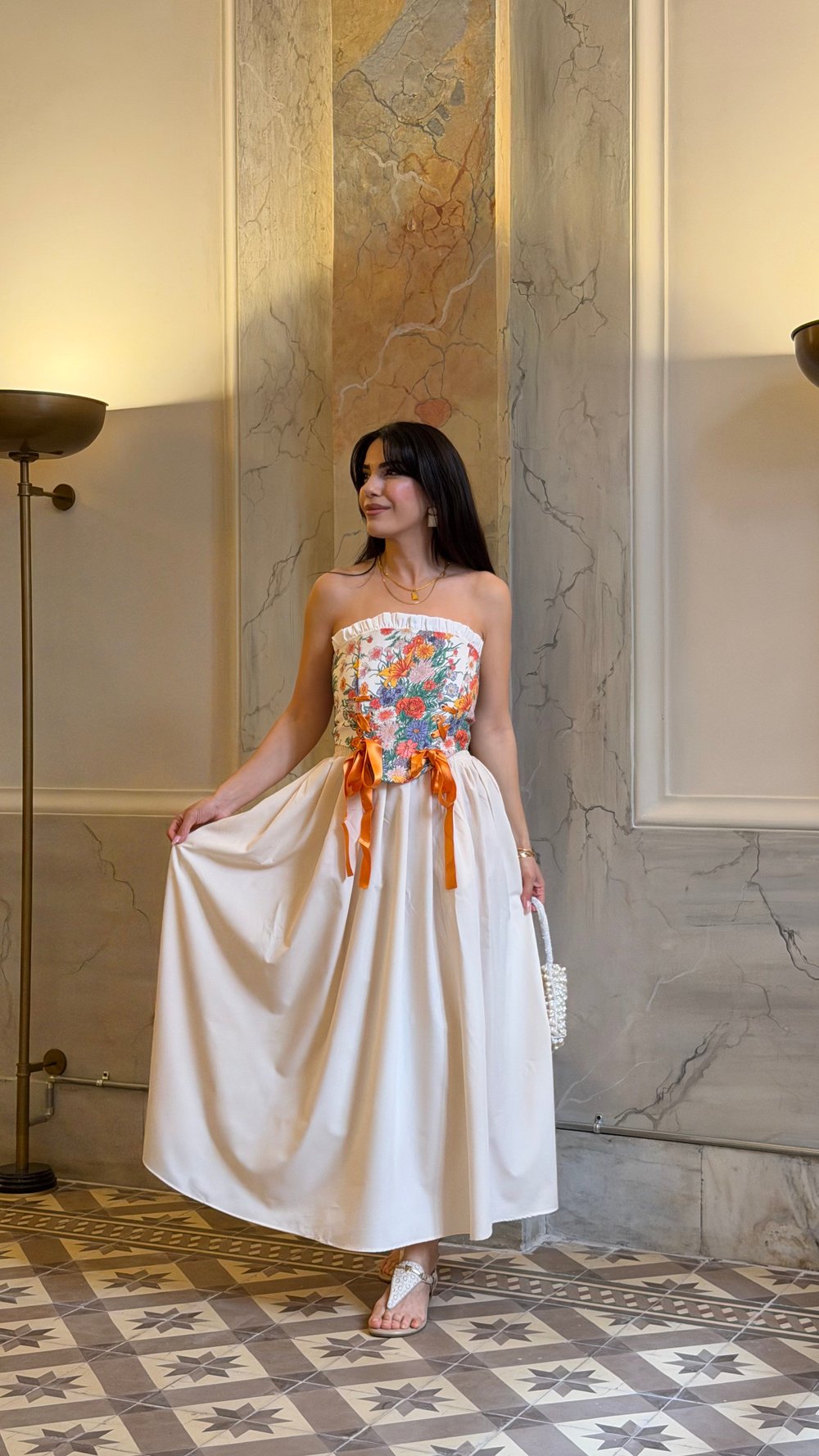 Verona Taş Rengi Beli Lastikli Poplin Etek