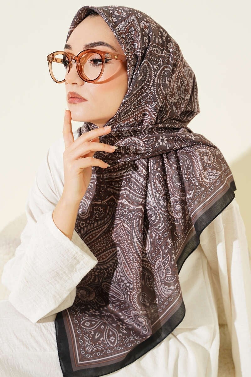 120 cm Etnik Desen Eşarp Siyah