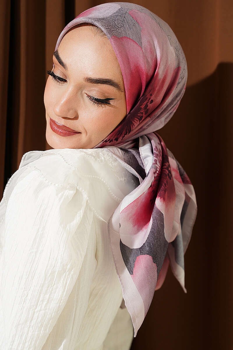 120 cm Flower Desen Eşarp Gül Kurusu