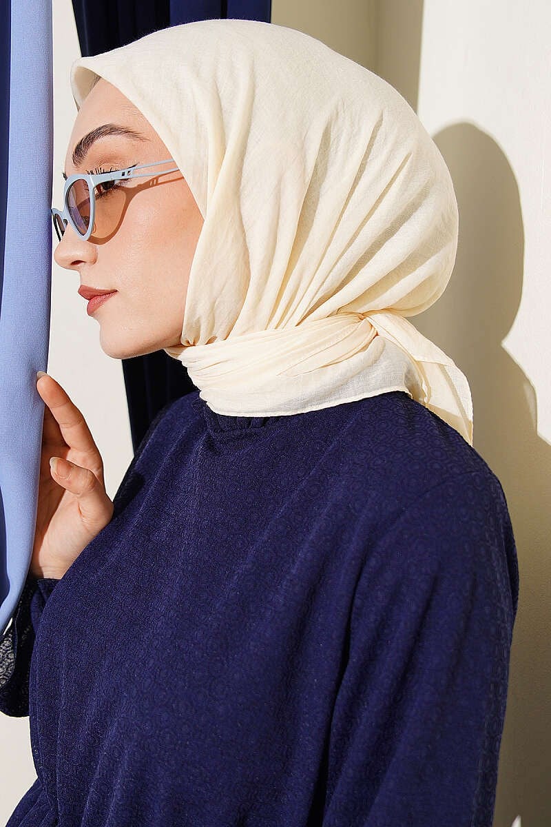Aya Serisi İnce Pamuk Eşarp Ekru