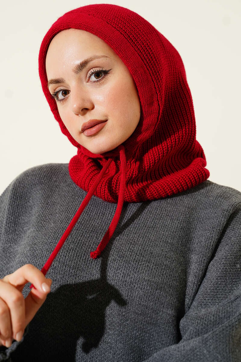 Balaklava Örgü Bere Kırmızı