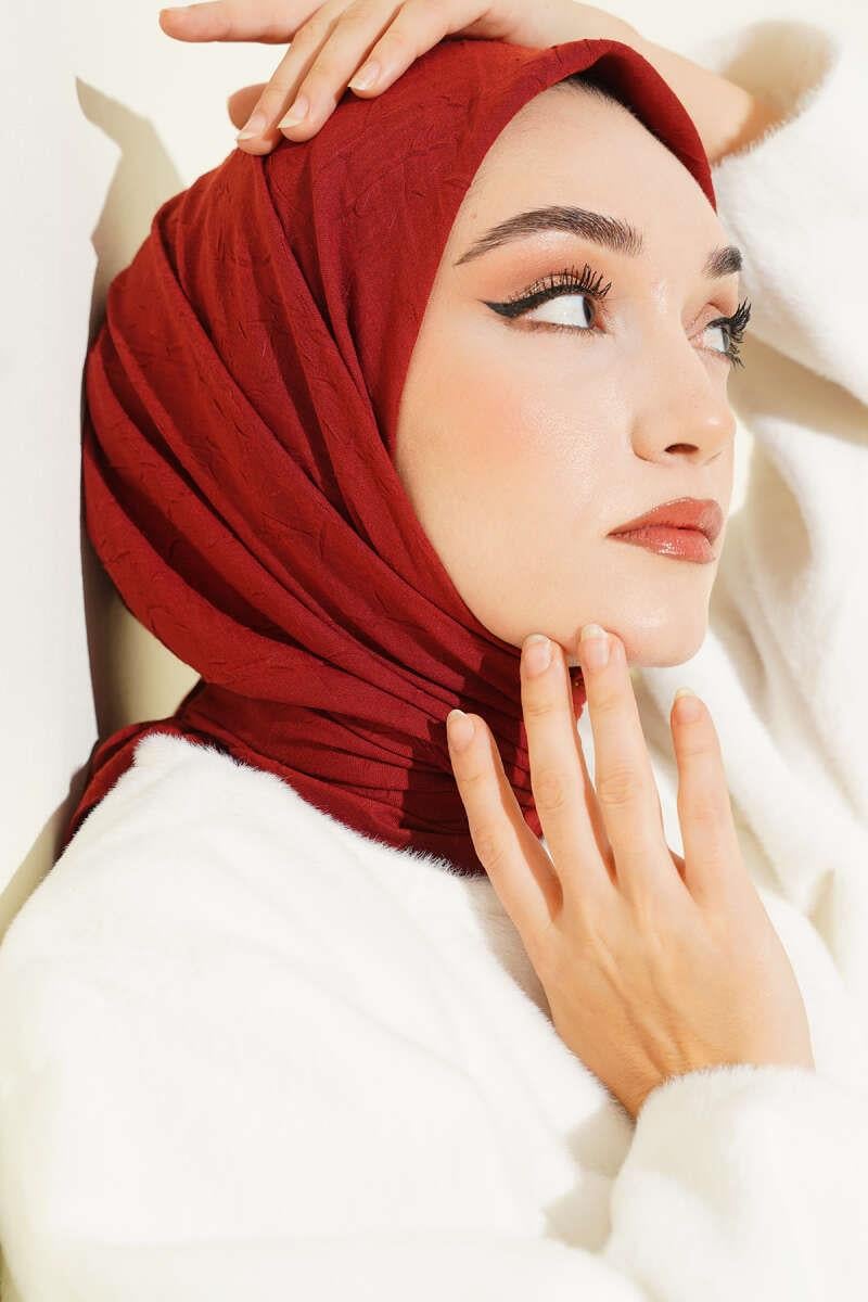 Basic Bambu Kraş Eşarp Bordo