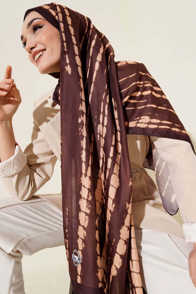 Batik Akış Çizgili Soft Şal Kahve