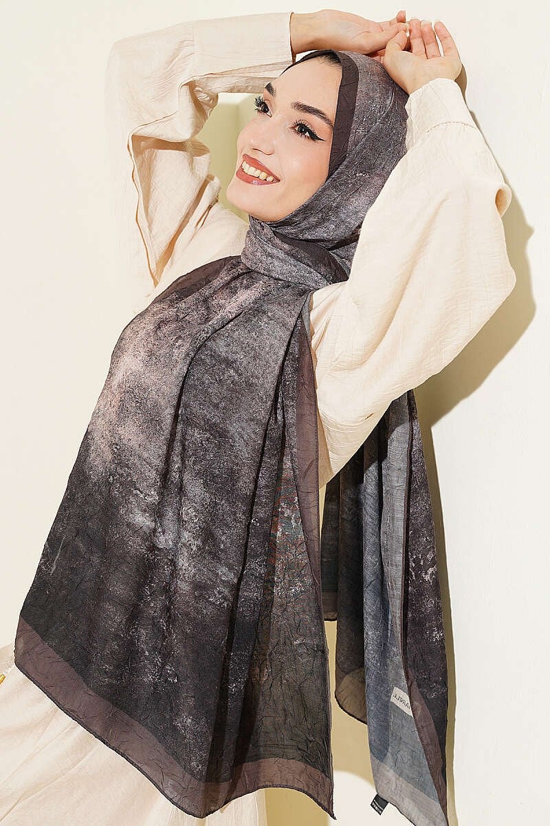 Batik Degrade Bambu Kraş Şal Koyu Vizon