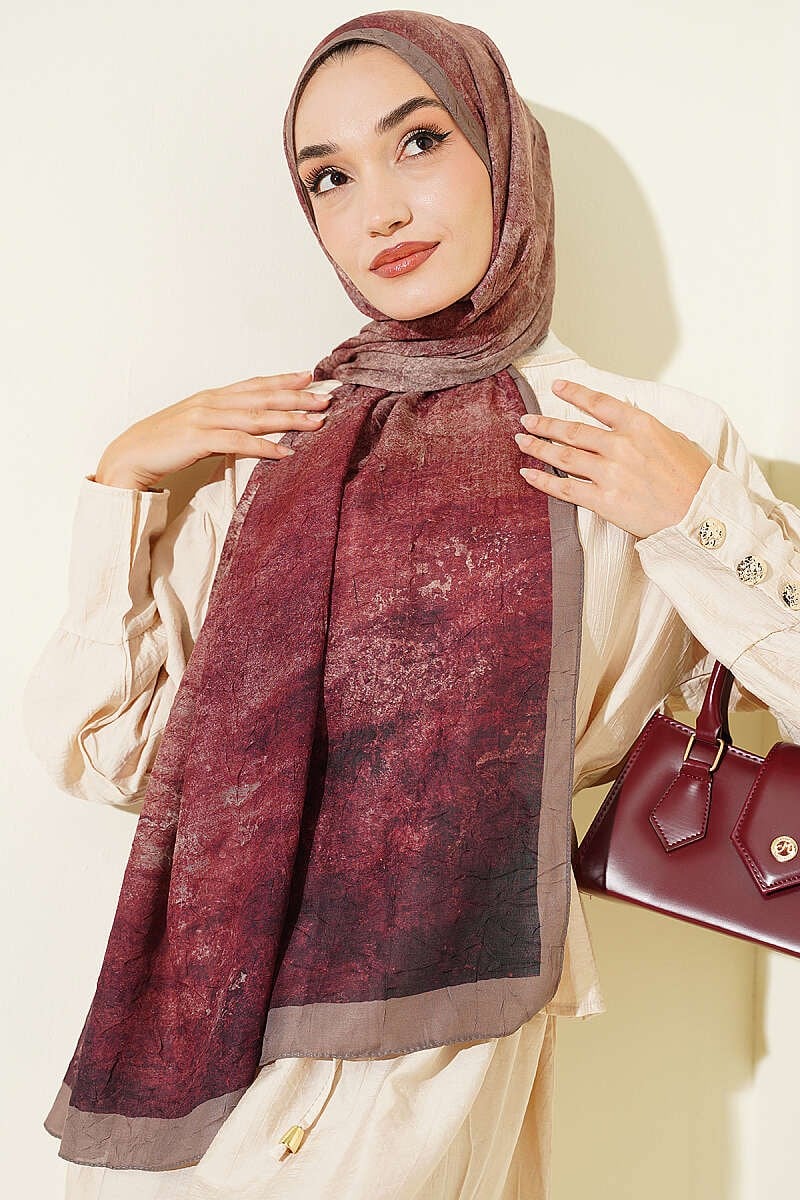 Batik Degrade Bambu Kraş Şal Vişne