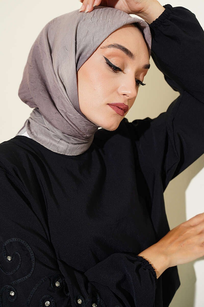 Batik Desen Bambu Kraş Eşarp Açık Vizon