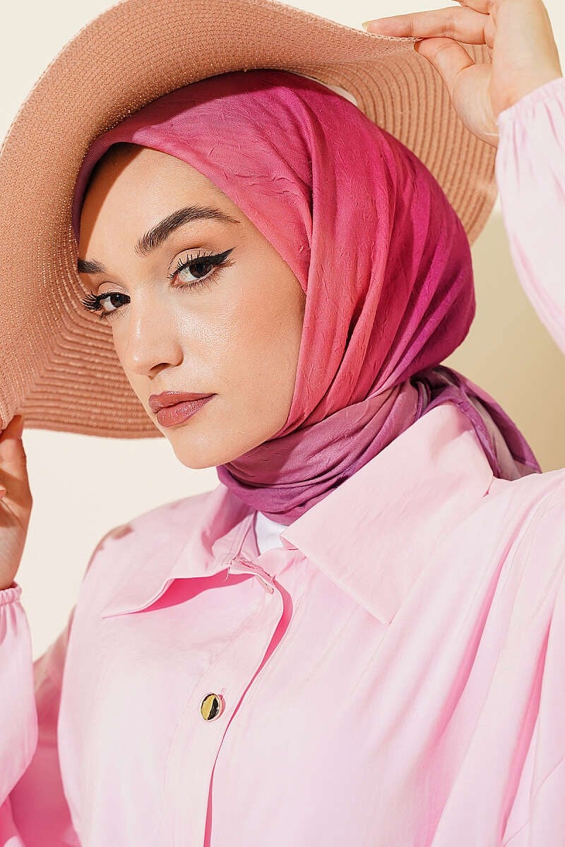 Batik Desen Bambu Kraş Eşarp Eflatun