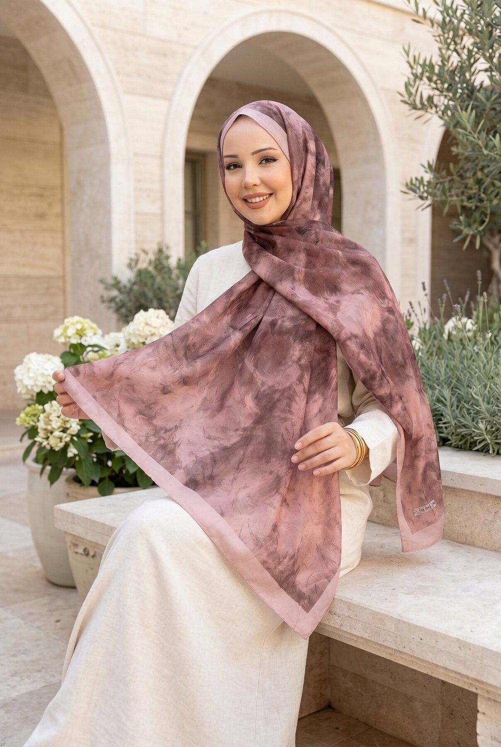 Batik Desen Bambu Şal Serisi Gülkurusu