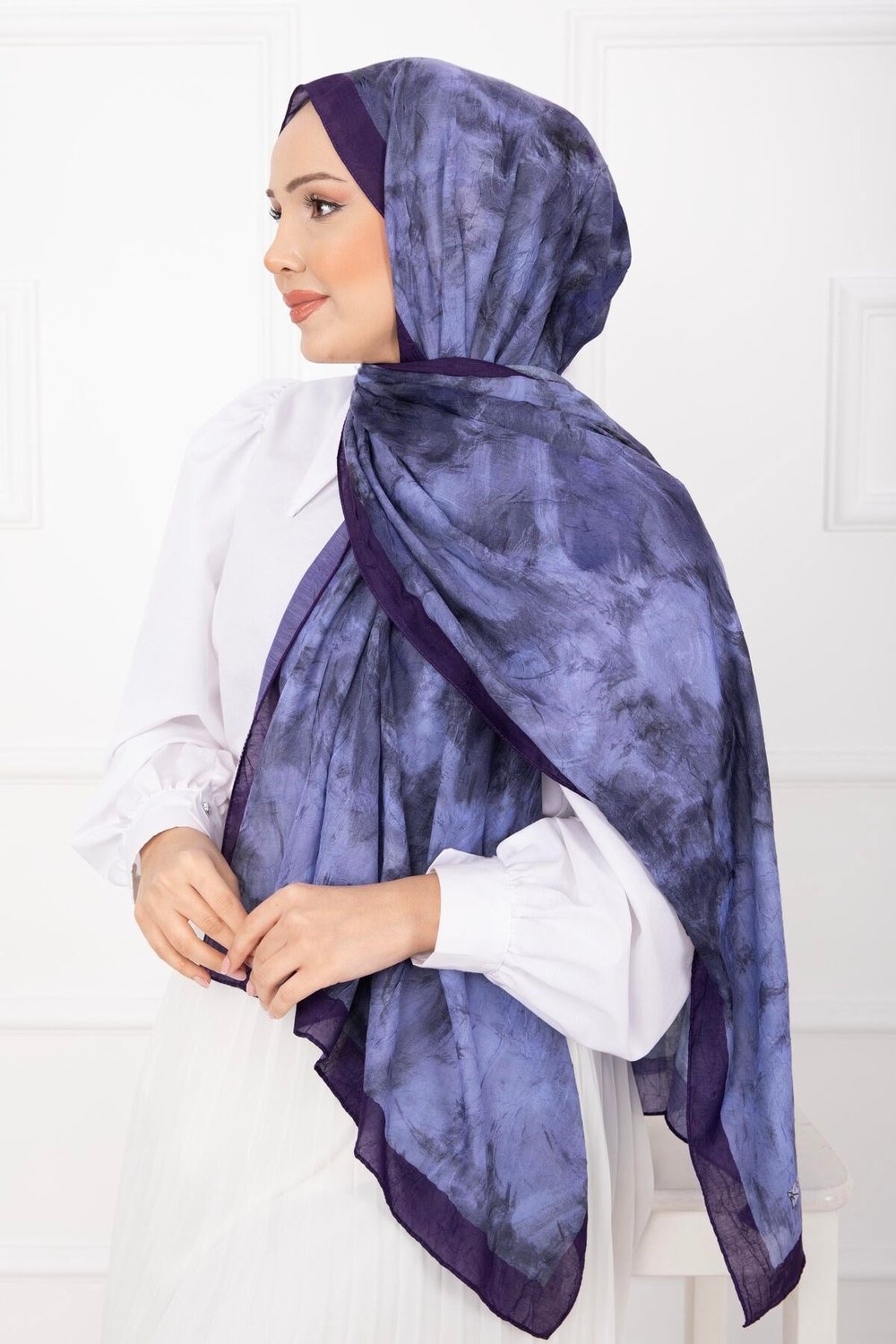 Batik Desen Bambu Şal Serisi Mürdüm