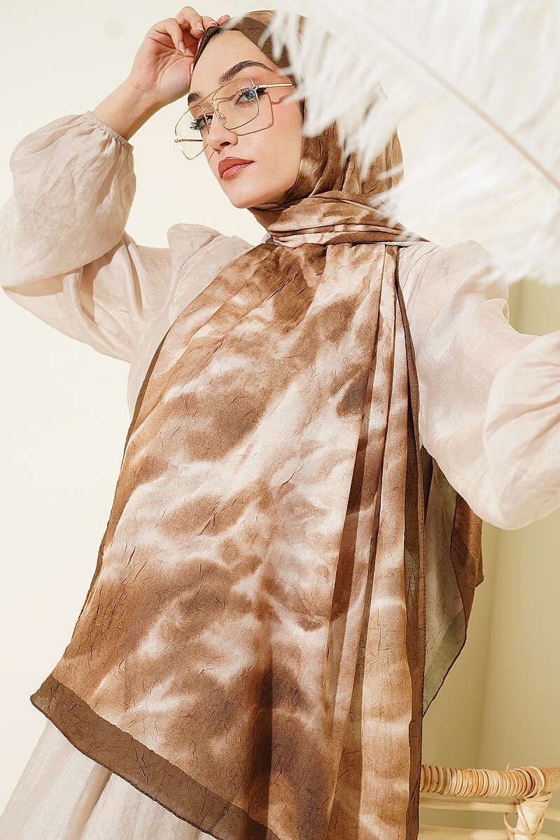 Batik Ebruli Bambu Kraş Şal Haki
