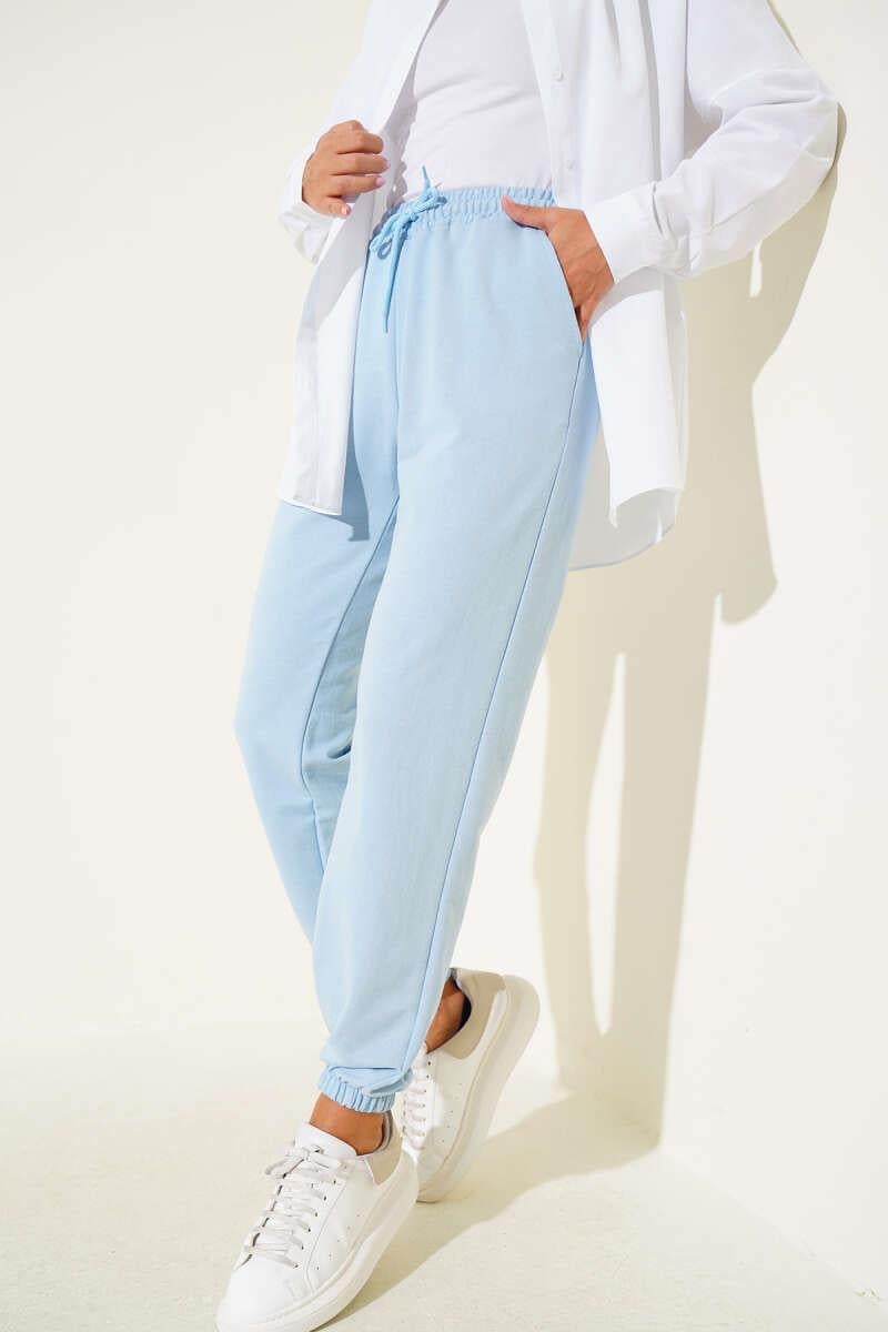 Bel Ve Bilek Lastikli Jogger Pantolon Bebe Mavi