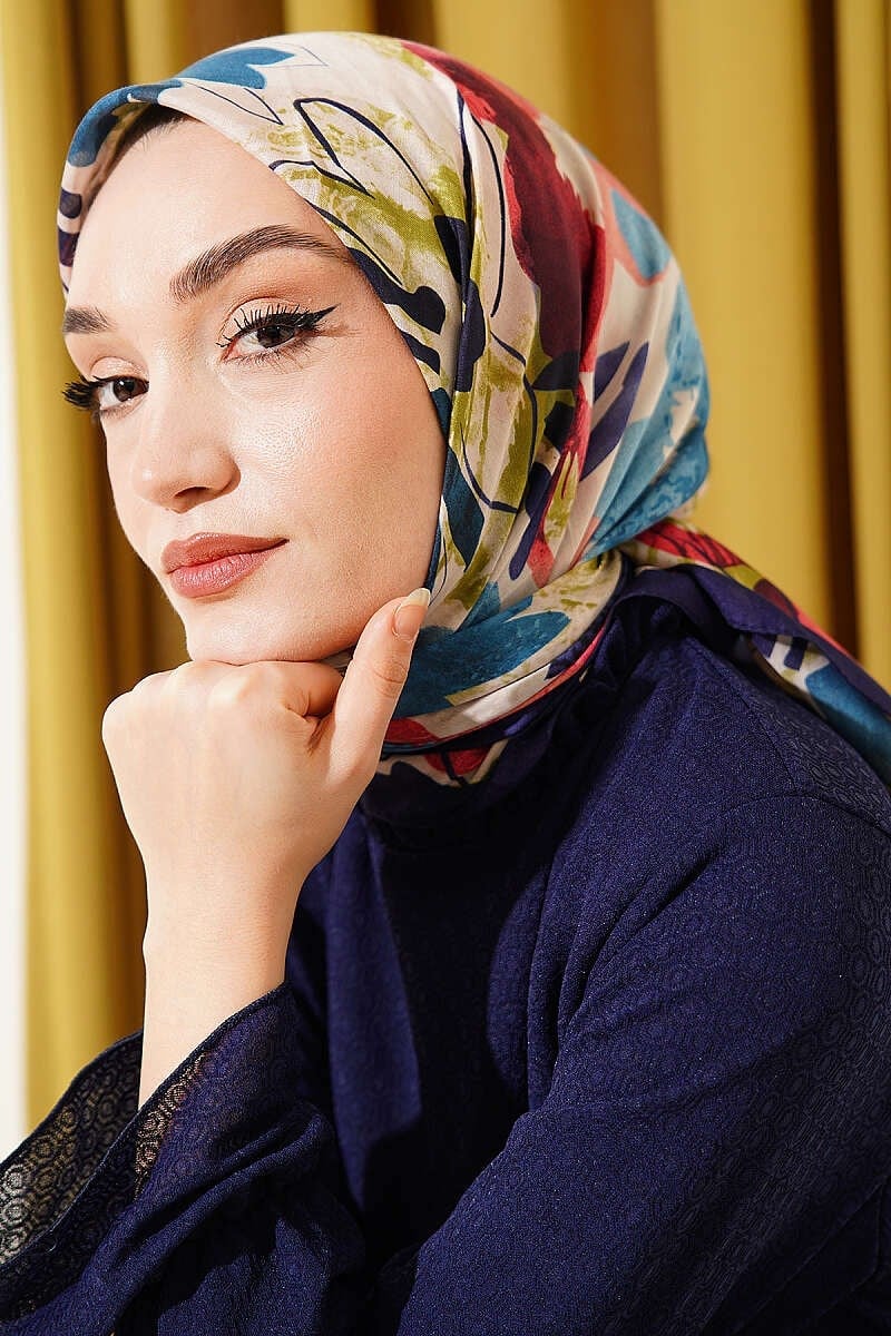 Çiçekli Fırça Desen Elegance Eşarp Parlement