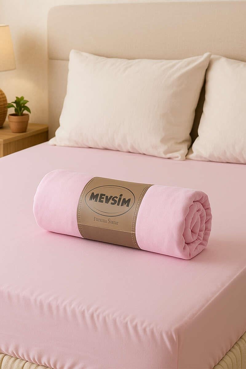 Çift Kişilik Lastikli Penye Çarşaf Pembe