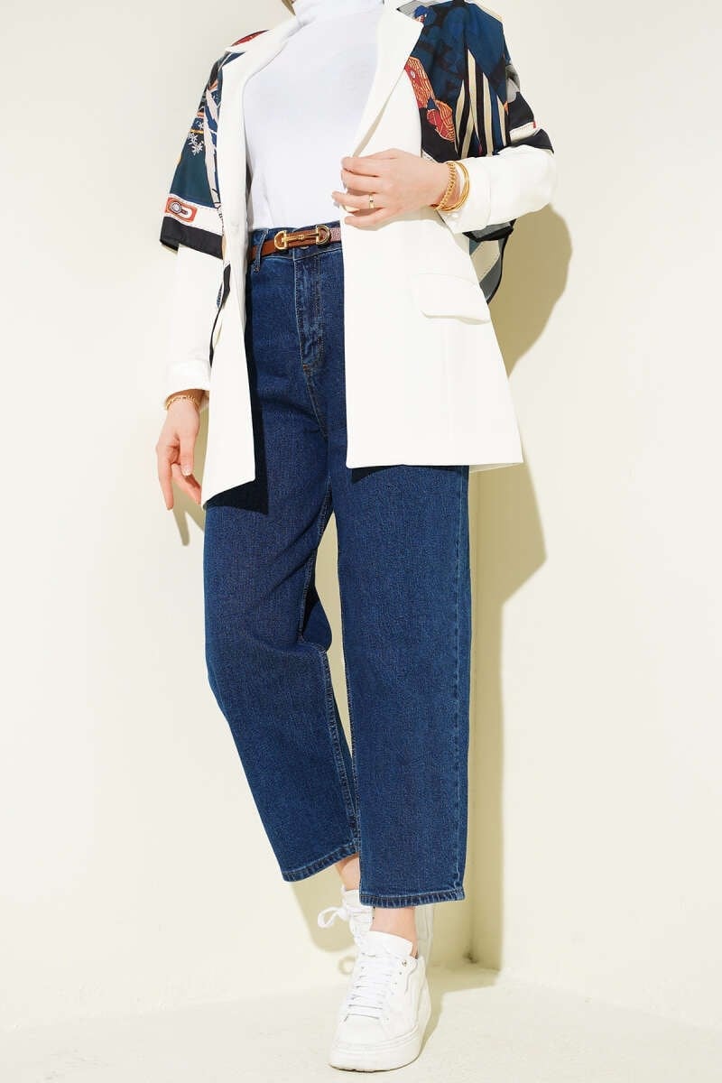 Düğmeli Baggy Pantolon Kot
