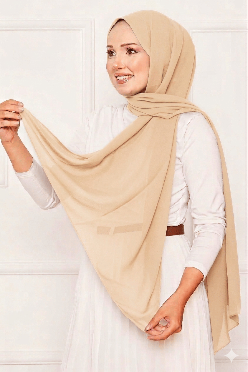 Elegant Soft Krep Şal Serisi Bej