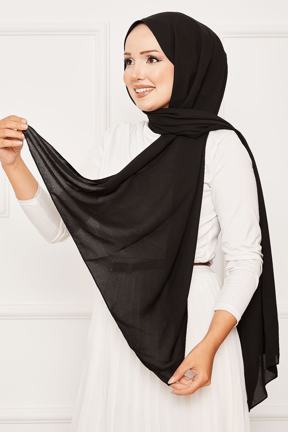 Elegant Soft Krep Şal Serisi Siyah