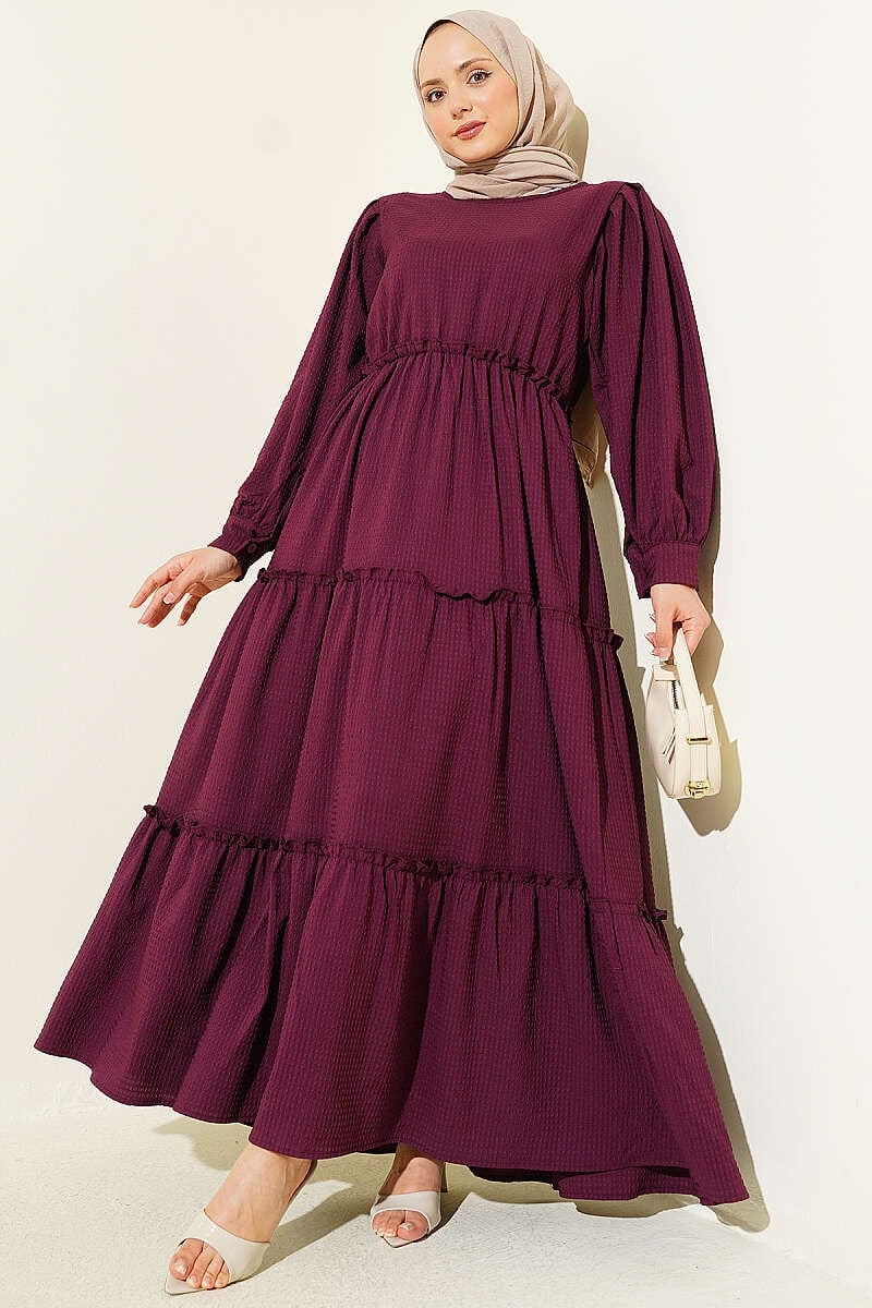 Gofre Kat Kat Elbise Bordo