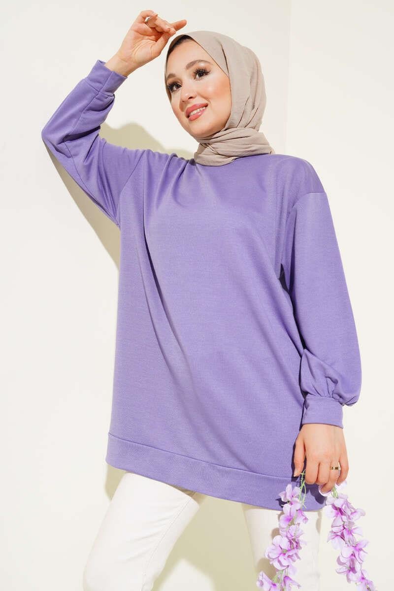 İki İplik Düz Tunik Lila