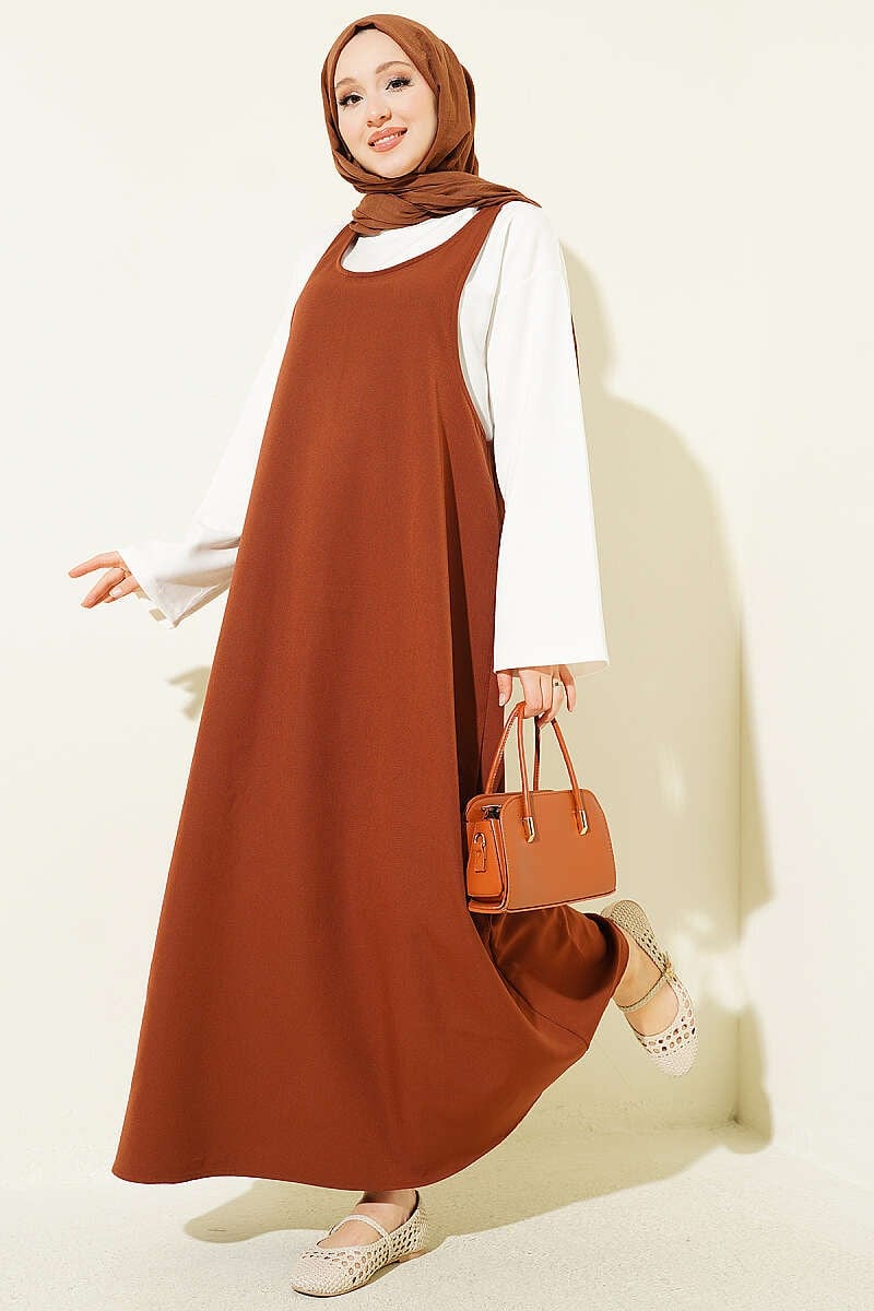 İkili Jile Elbise Takım Kahve